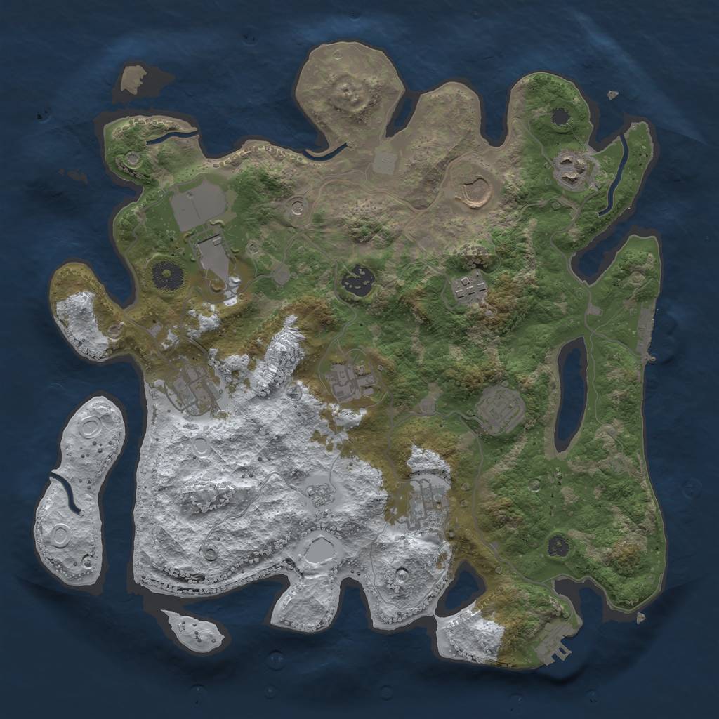 Rust Map: Procedural Map, Size: 3500, Seed: 14259666, 18 Monuments