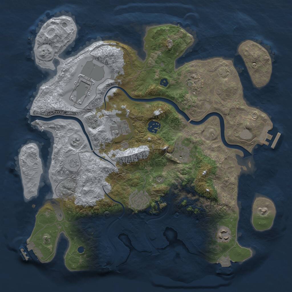 Rust Map: Procedural Map, Size: 3500, Seed: 748528245, 14 Monuments