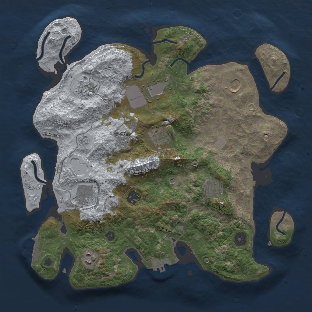 Rust Map: Procedural Map, Size: 3500, Seed: 748528245, 18 Monuments