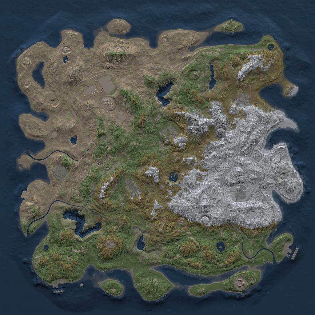 Rust Map: Procedural Map, Size: 5000, Seed: 6737, 16 Monuments