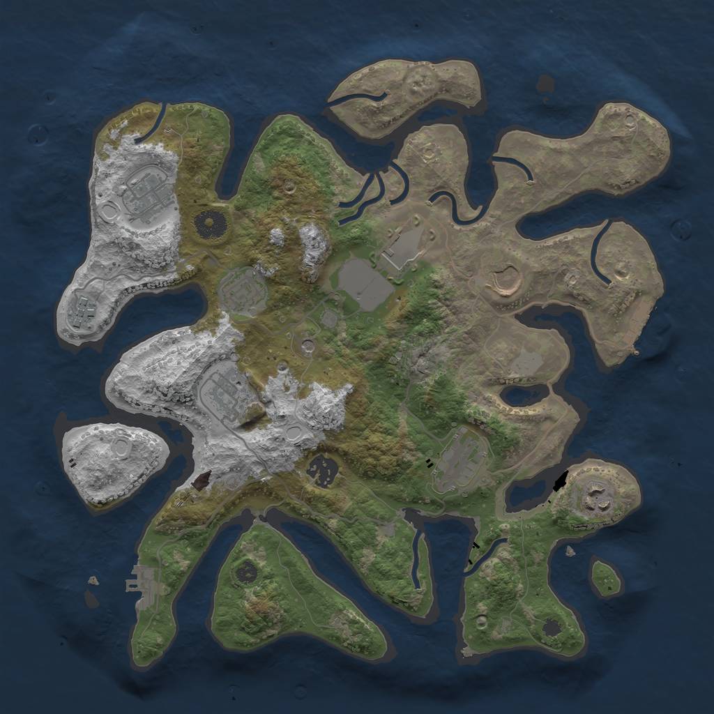 Rust Map: Procedural Map, Size: 3500, Seed: 182624212, 17 Monuments