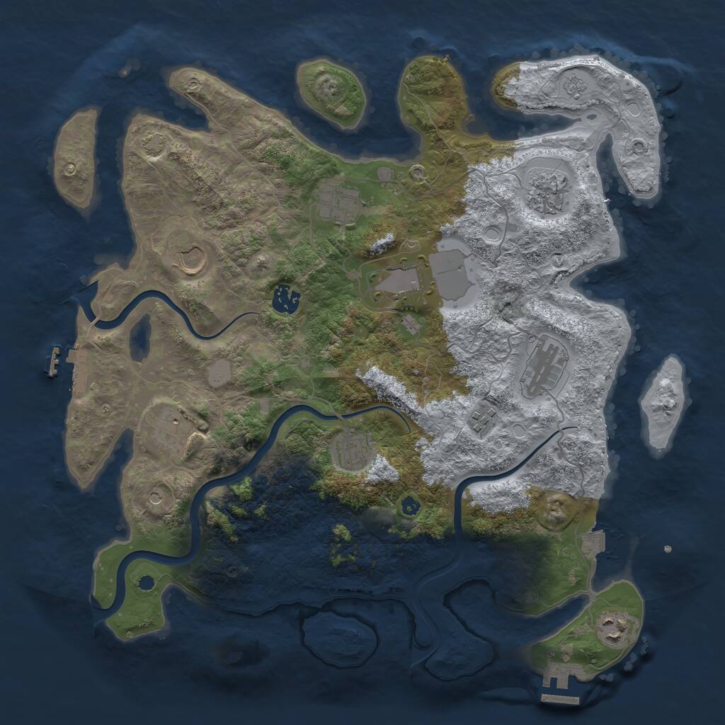 Rust Map: Procedural Map, Size: 3850, Seed: 1131569756, 16 Monuments