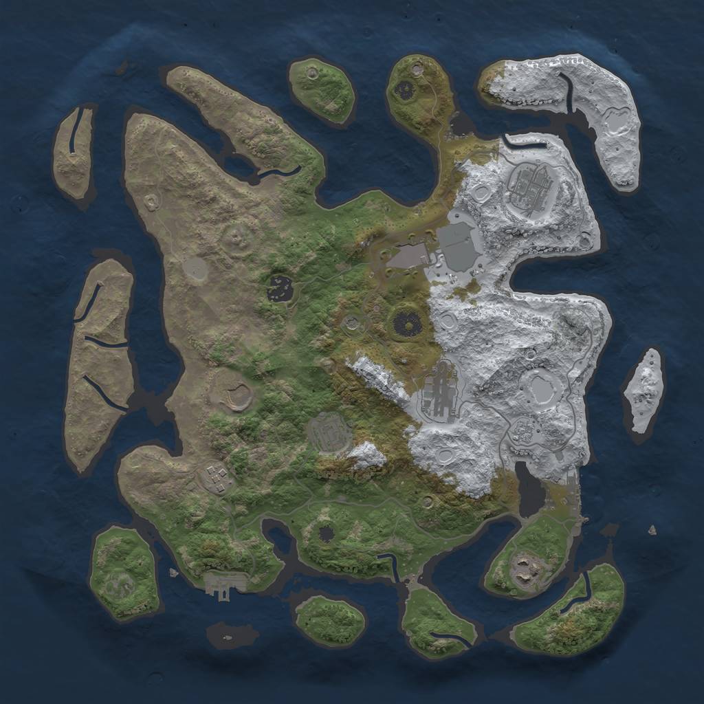 Rust Map: Procedural Map, Size: 3850, Seed: 1131569756, 17 Monuments