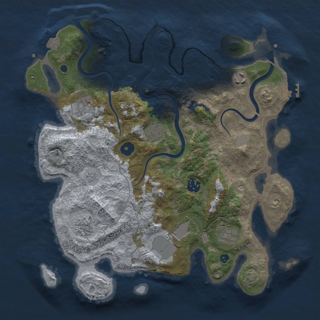 Rust Map: Procedural Map, Size: 3550, Seed: 282786, 13 Monuments