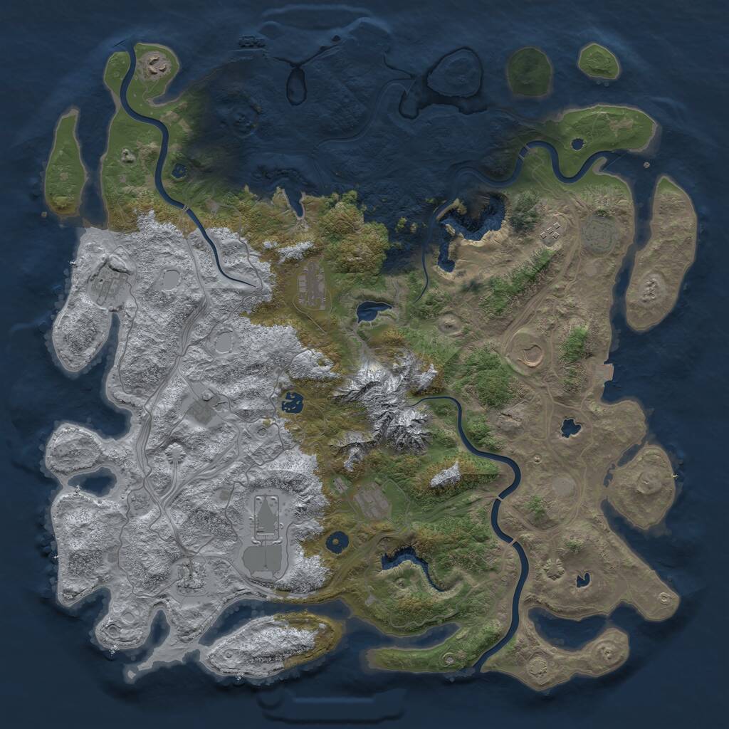 Rust Map: Procedural Map, Size: 5000, Seed: 132549780, 17 Monuments