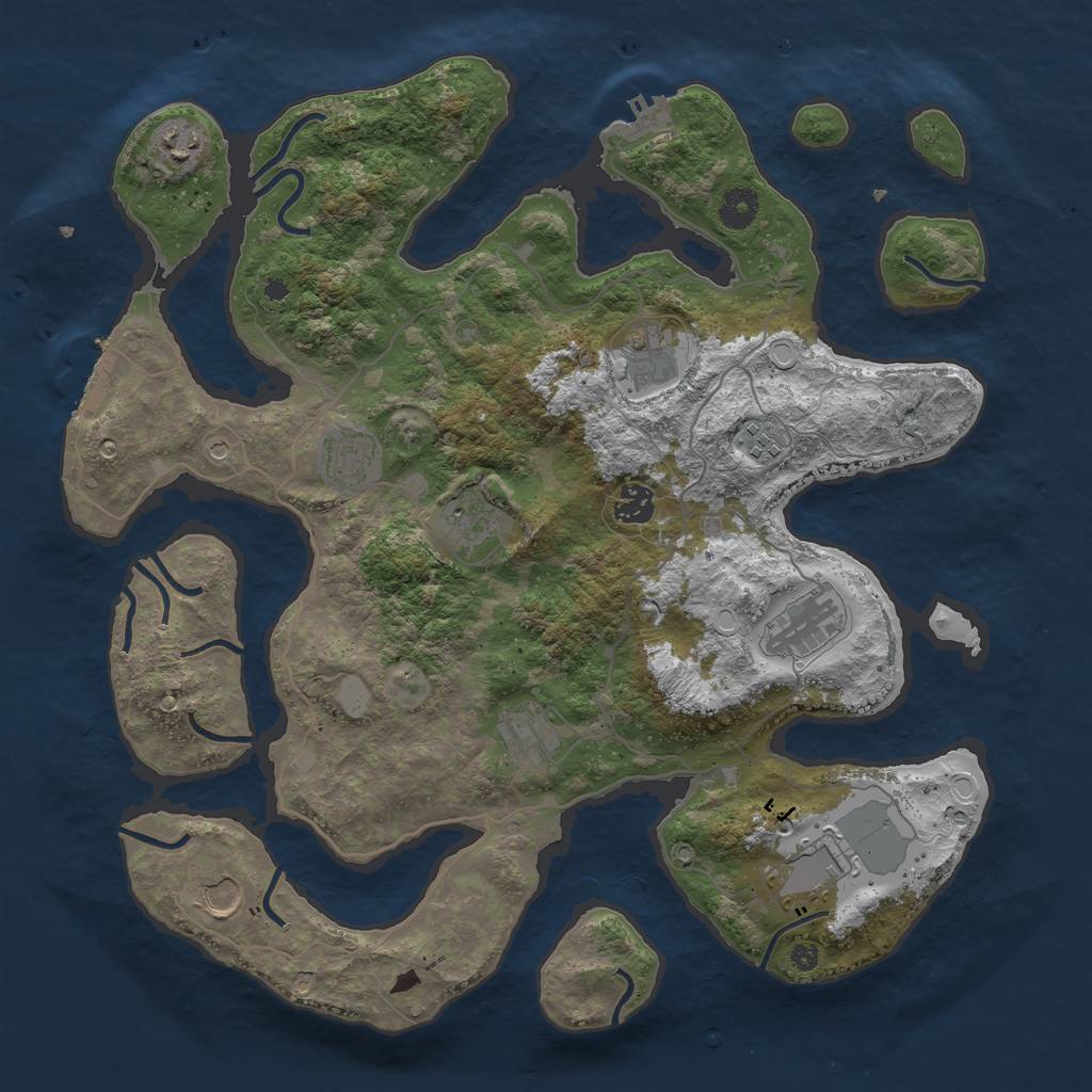 Rust Map: Procedural Map, Size: 4000, Seed: 803584, 18 Monuments