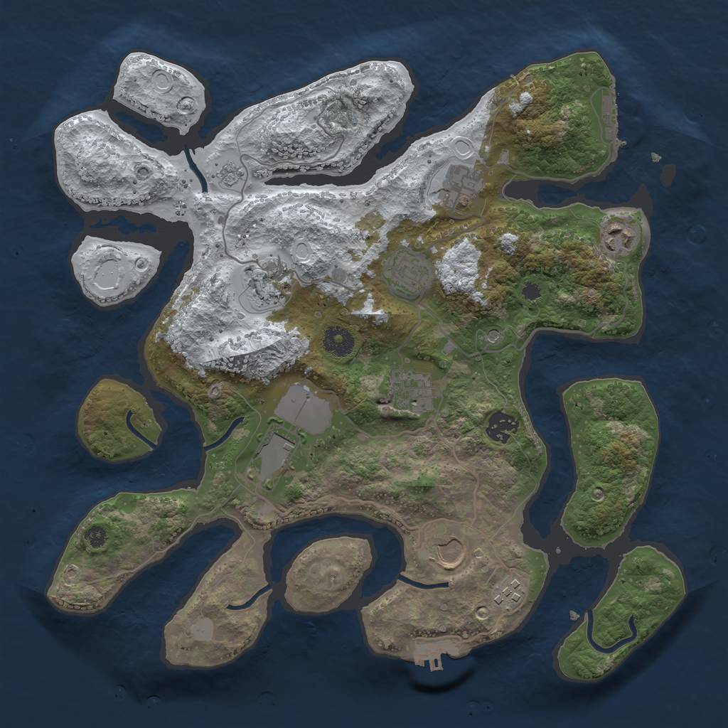 Rust Map: Procedural Map, Size: 3550, Seed: 992302, 18 Monuments