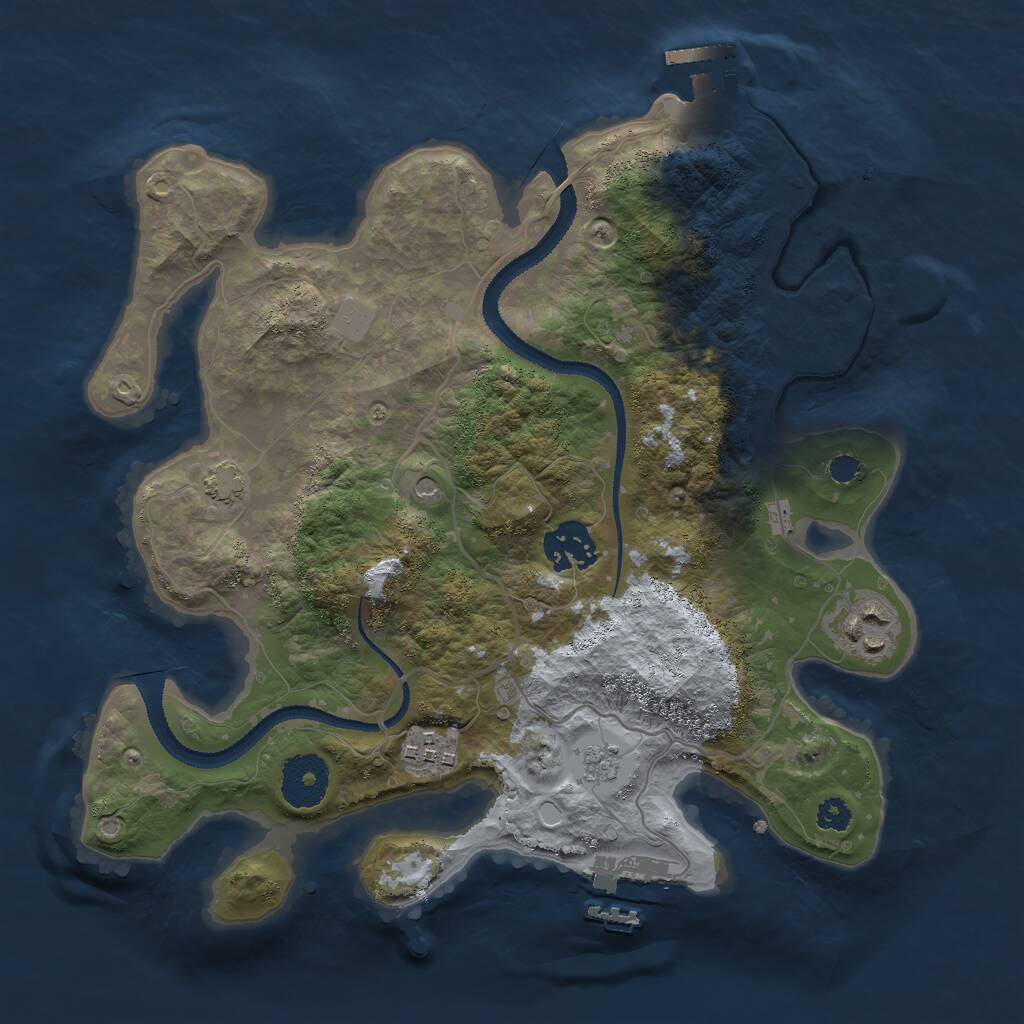 Rust Map: Procedural Map, Size: 3000, Seed: 1584037152, 9 Monuments