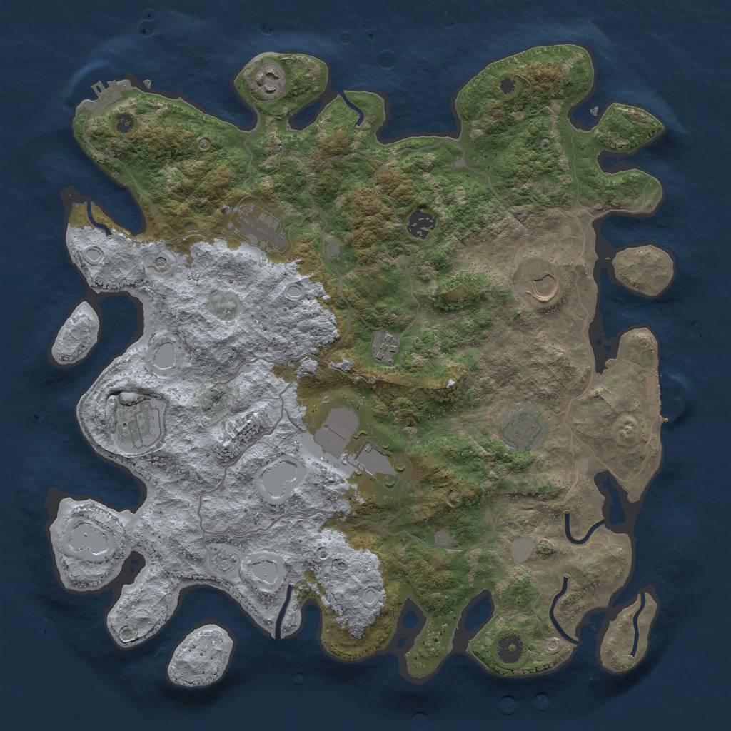 Rust Map: Procedural Map, Size: 4000, Seed: 335500, 17 Monuments