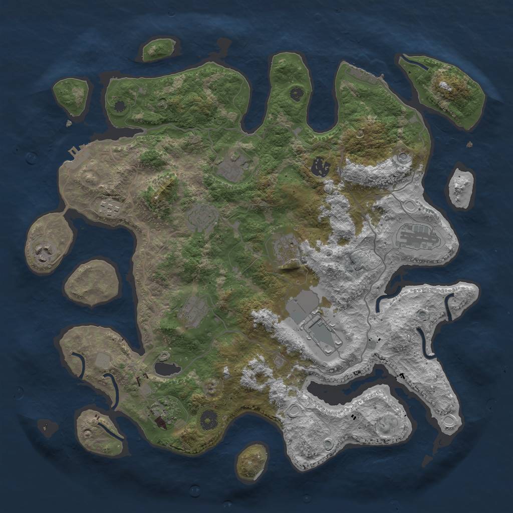 Rust Map: Procedural Map, Size: 4000, Seed: 604866, 18 Monuments