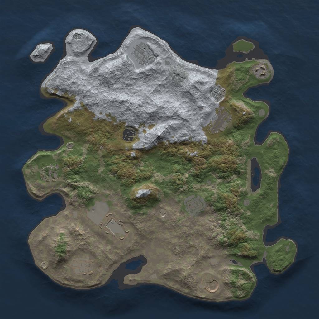 Rust Map: Barren, Size: 3750, Seed: 1855326050, 13 Monuments