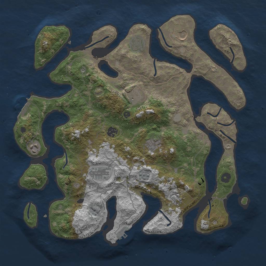 Rust Map: Procedural Map, Size: 4000, Seed: 605946, 17 Monuments