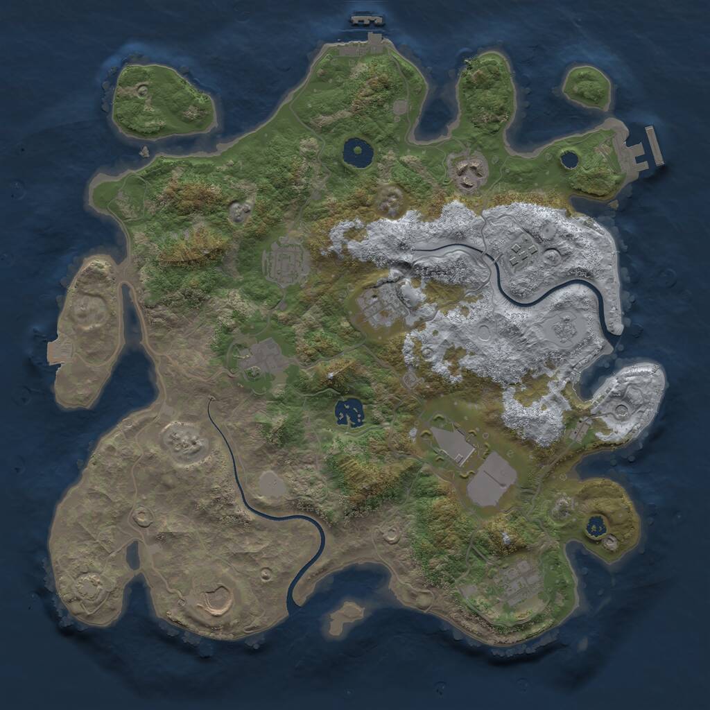 Rust Map: Procedural Map, Size: 3550, Seed: 564601, 15 Monuments