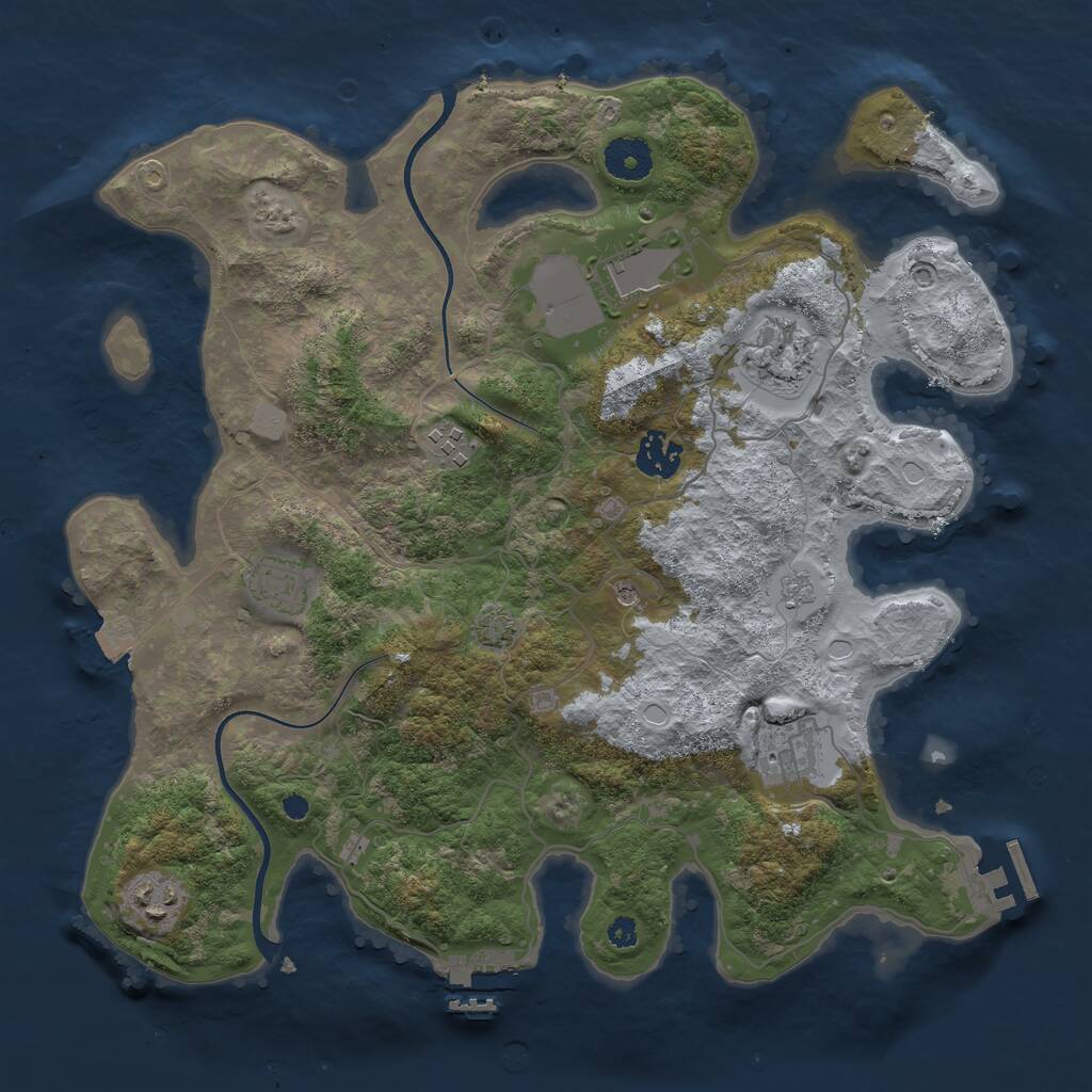 Rust Map: Procedural Map, Size: 3550, Seed: 917416, 13 Monuments