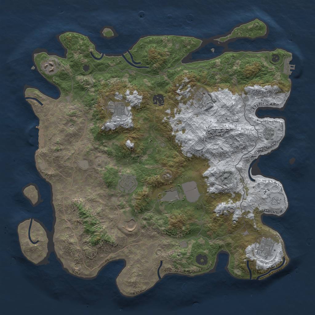 Rust Map: Procedural Map, Size: 4000, Seed: 6754324, 18 Monuments