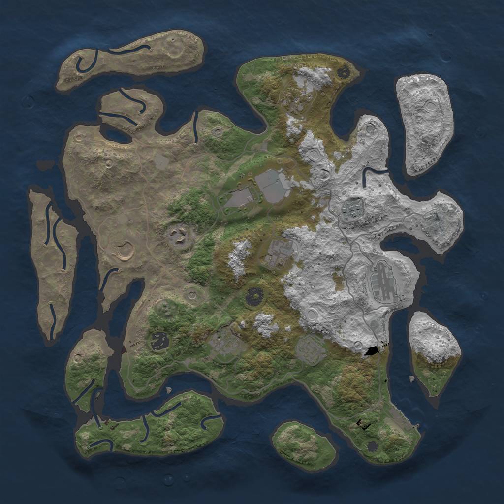 Rust Map: Procedural Map, Size: 4000, Seed: 1932840416, 17 Monuments