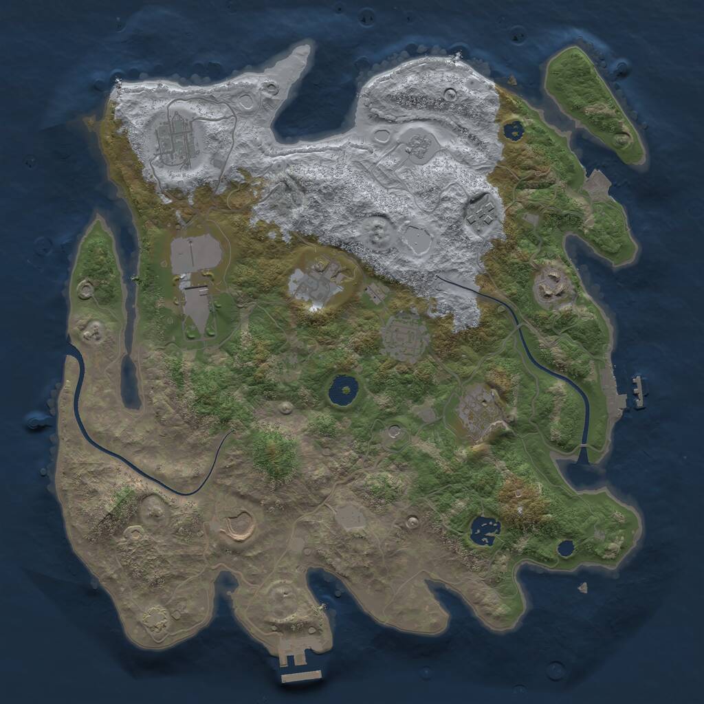 Rust Map: Procedural Map, Size: 3550, Seed: 851472, 15 Monuments