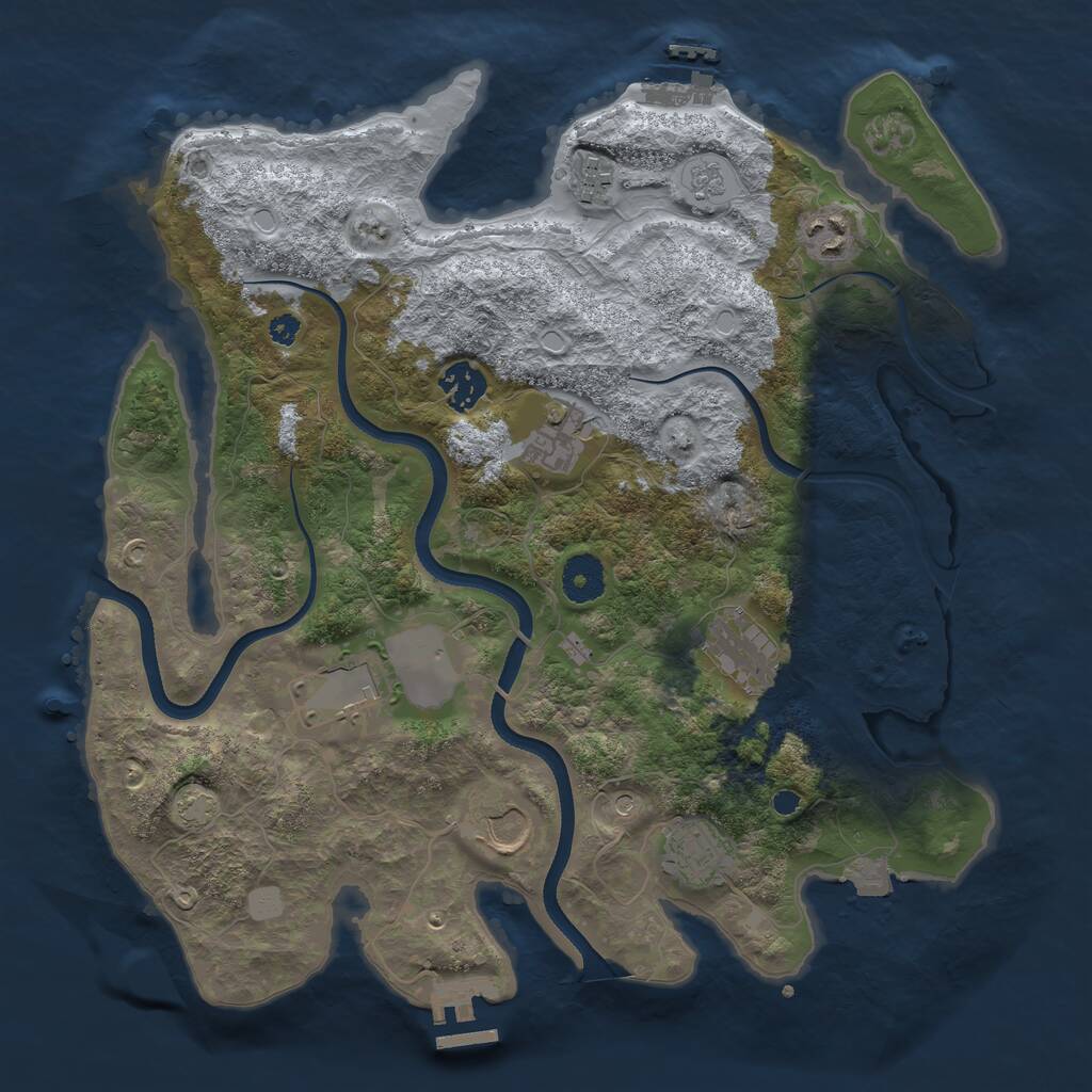 Rust Map: Procedural Map, Size: 3550, Seed: 851472, 14 Monuments