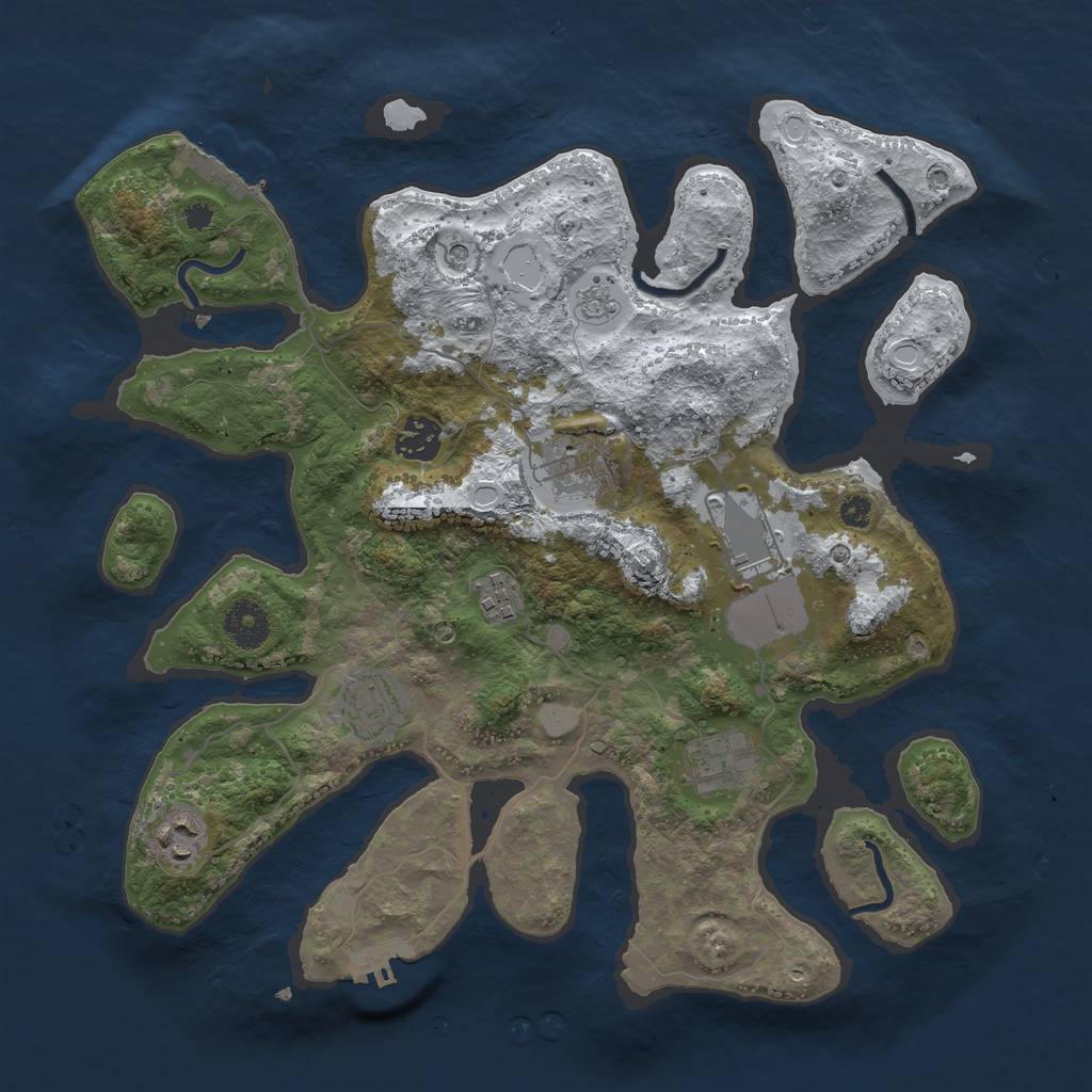 Rust Map: Procedural Map, Size: 3550, Seed: 574785, 16 Monuments