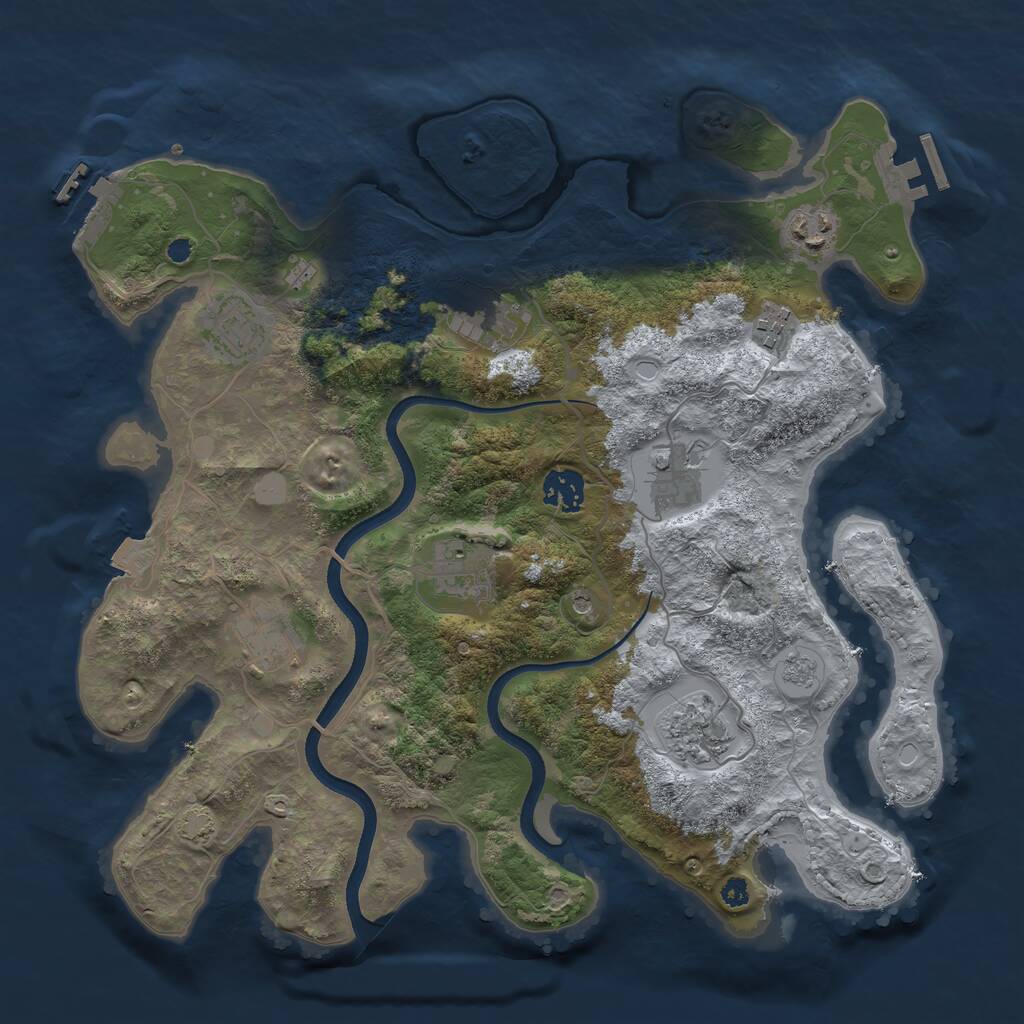 Rust Map: Procedural Map, Size: 3550, Seed: 849335, 15 Monuments