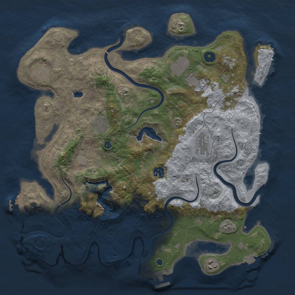 Rust Map: Procedural Map, Size: 4000, Seed: 433551, 11 Monuments