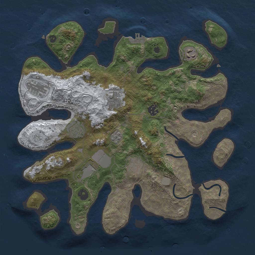Rust Map: Procedural Map, Size: 3550, Seed: 484071, 16 Monuments
