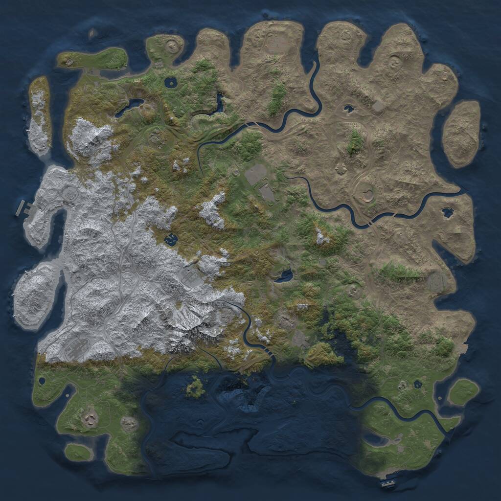 Rust Map: Procedural Map, Size: 6000, Seed: 1544941668, 17 Monuments