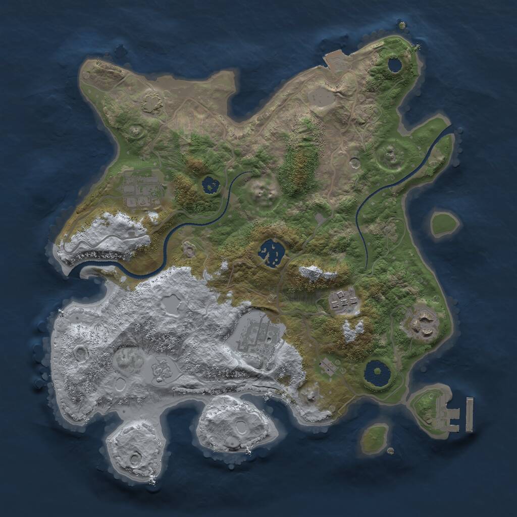 Rust Map: Procedural Map, Size: 3000, Seed: 416794043, 10 Monuments