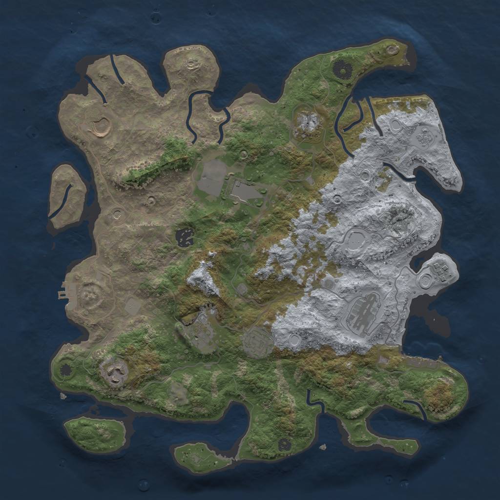 Rust Map: Procedural Map, Size: 3800, Seed: 38, 16 Monuments