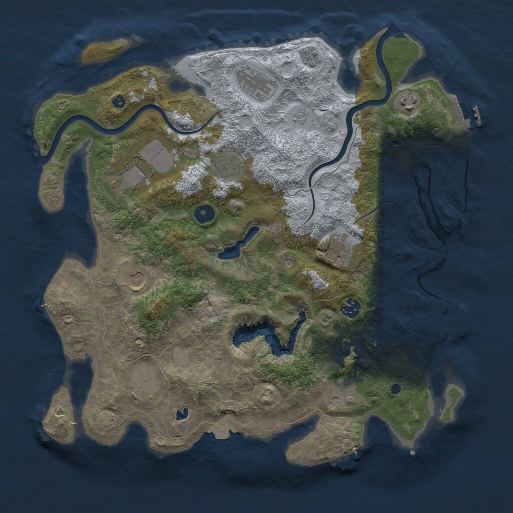 Rust Map: Procedural Map, Size: 4000, Seed: 585389, 16 Monuments
