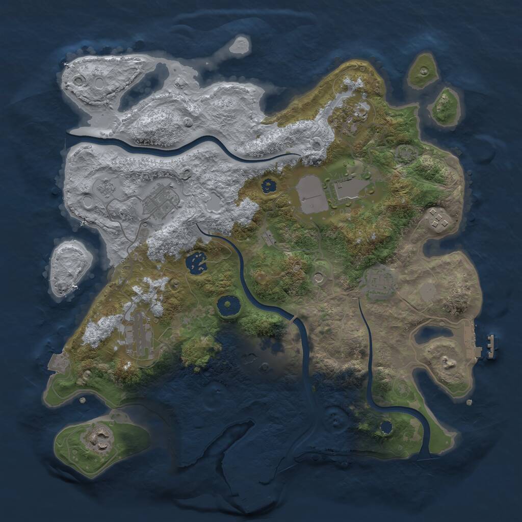 Rust Map: Procedural Map, Size: 3550, Seed: 760404, 15 Monuments
