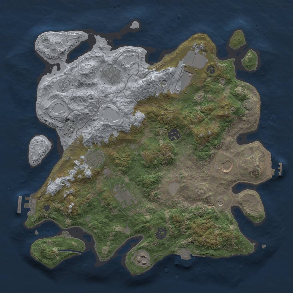 Rust Map: Procedural Map, Size: 3550, Seed: 760404, 14 Monuments