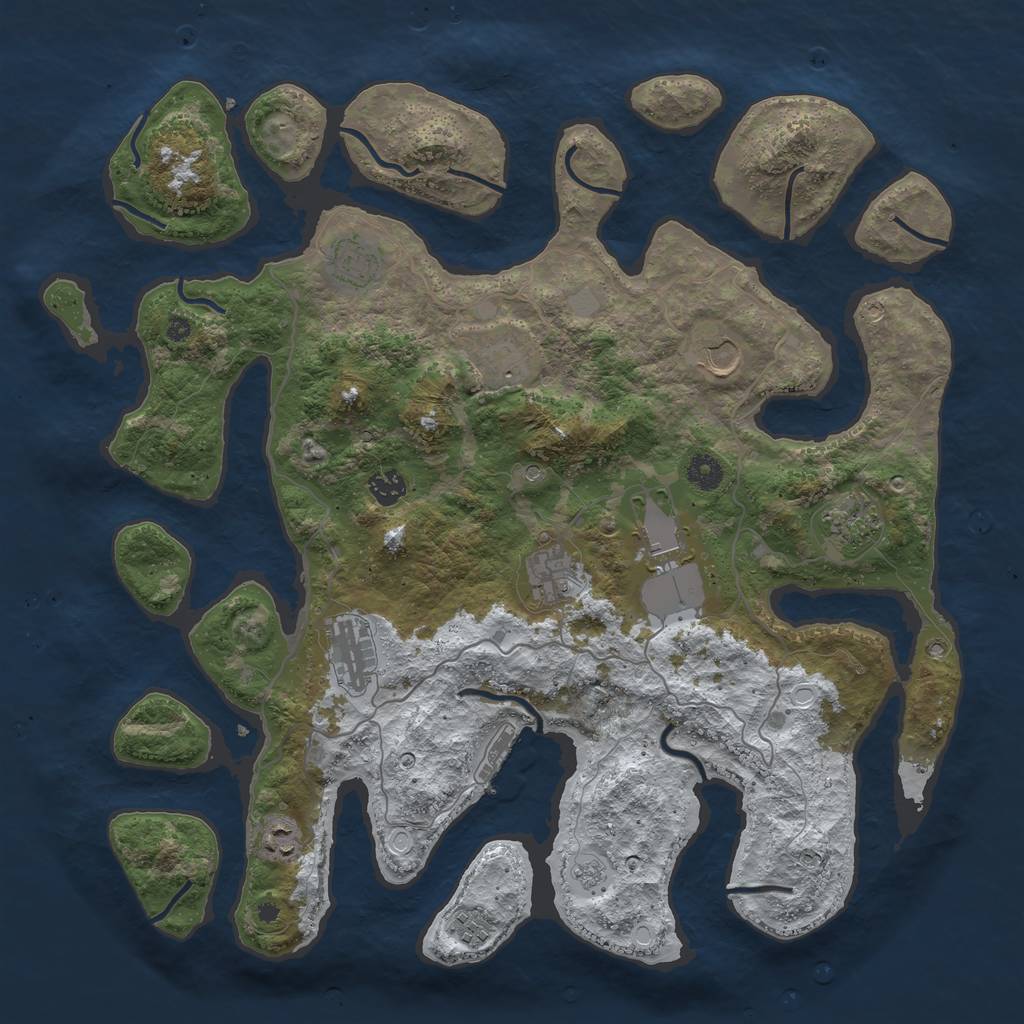 Rust Map: Procedural Map, Size: 4250, Seed: 318516784, 18 Monuments