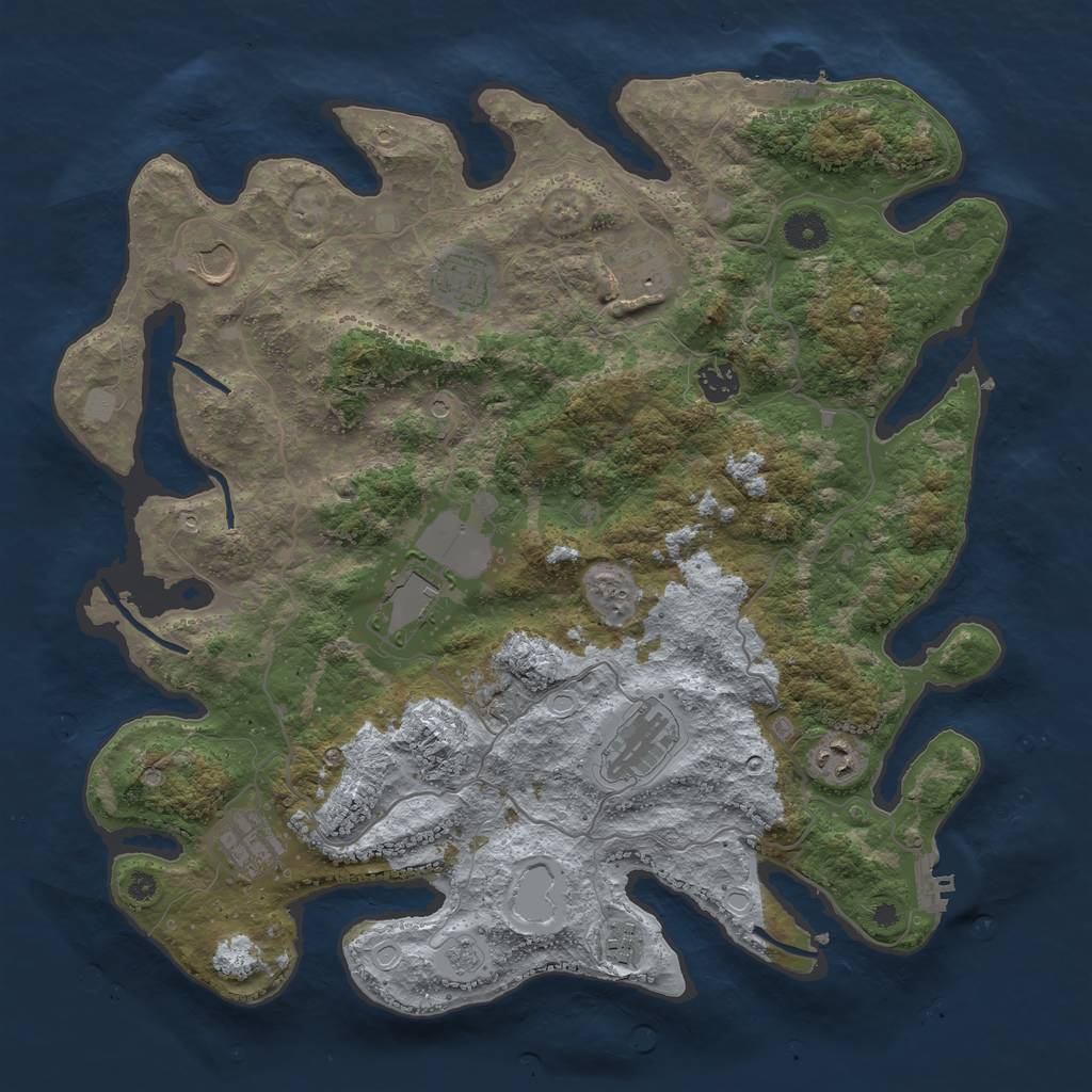 Rust Map: Procedural Map, Size: 4000, Seed: 512597, 18 Monuments
