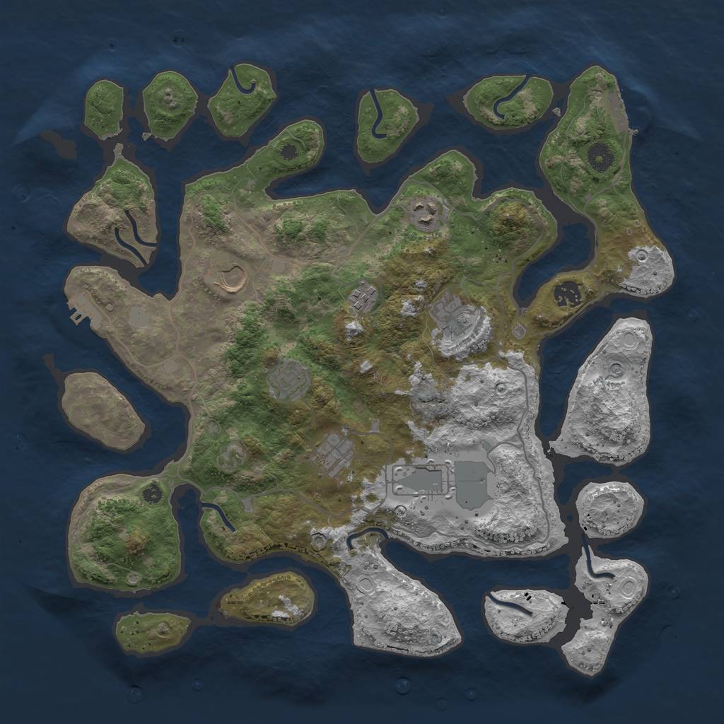 Rust Map: Procedural Map, Size: 4000, Seed: 464193, 16 Monuments