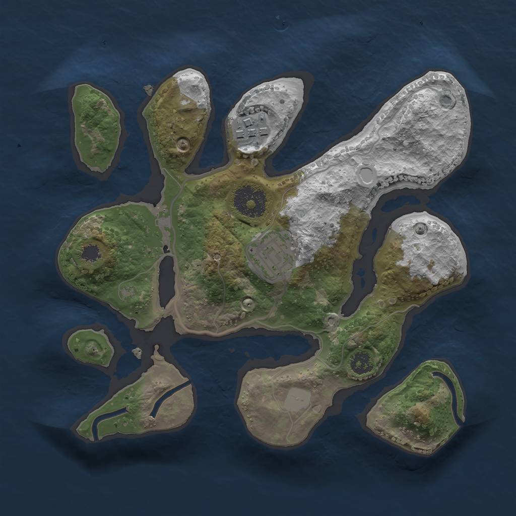 Rust Map: Procedural Map, Size: 2400, Seed: 33334, 7 Monuments