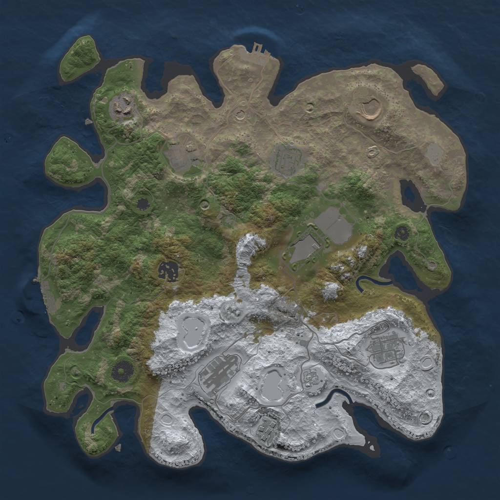 Rust Map: Procedural Map, Size: 3500, Seed: 446201658, 18 Monuments