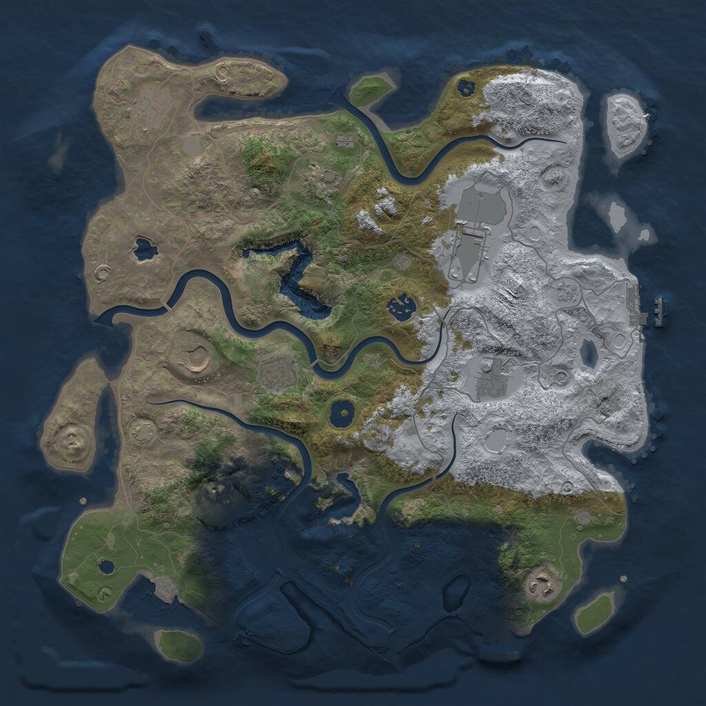 Rust Map: Procedural Map, Size: 4000, Seed: 120191, 16 Monuments