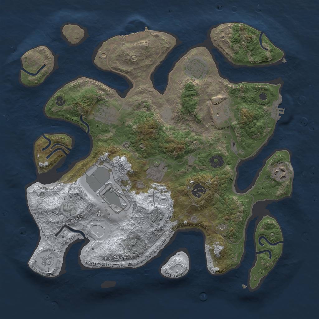 Rust Map: Procedural Map, Size: 3500, Seed: 911, 17 Monuments