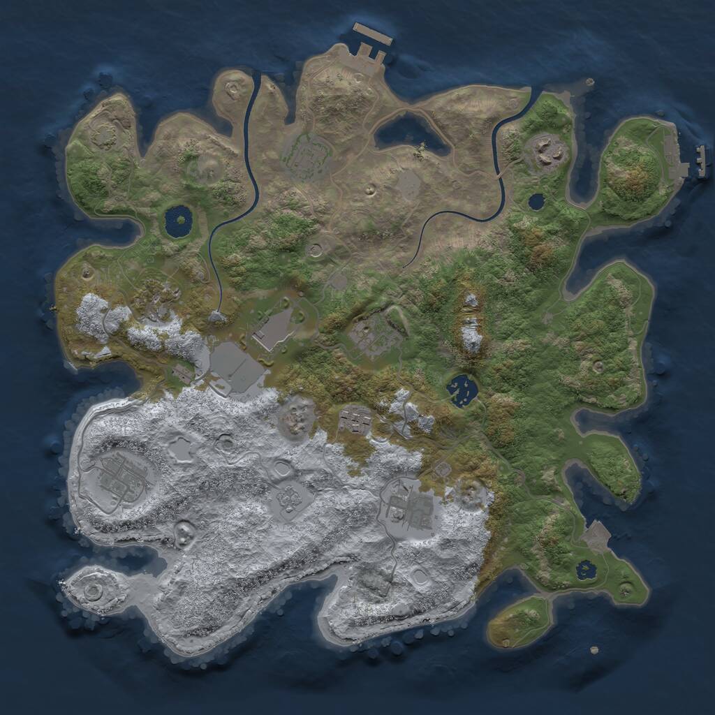 Rust Map: Procedural Map, Size: 3550, Seed: 68114, 15 Monuments