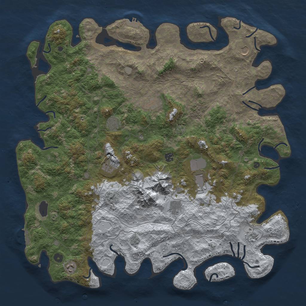 Rust Map: Procedural Map, Size: 5000, Seed: 50, 19 Monuments