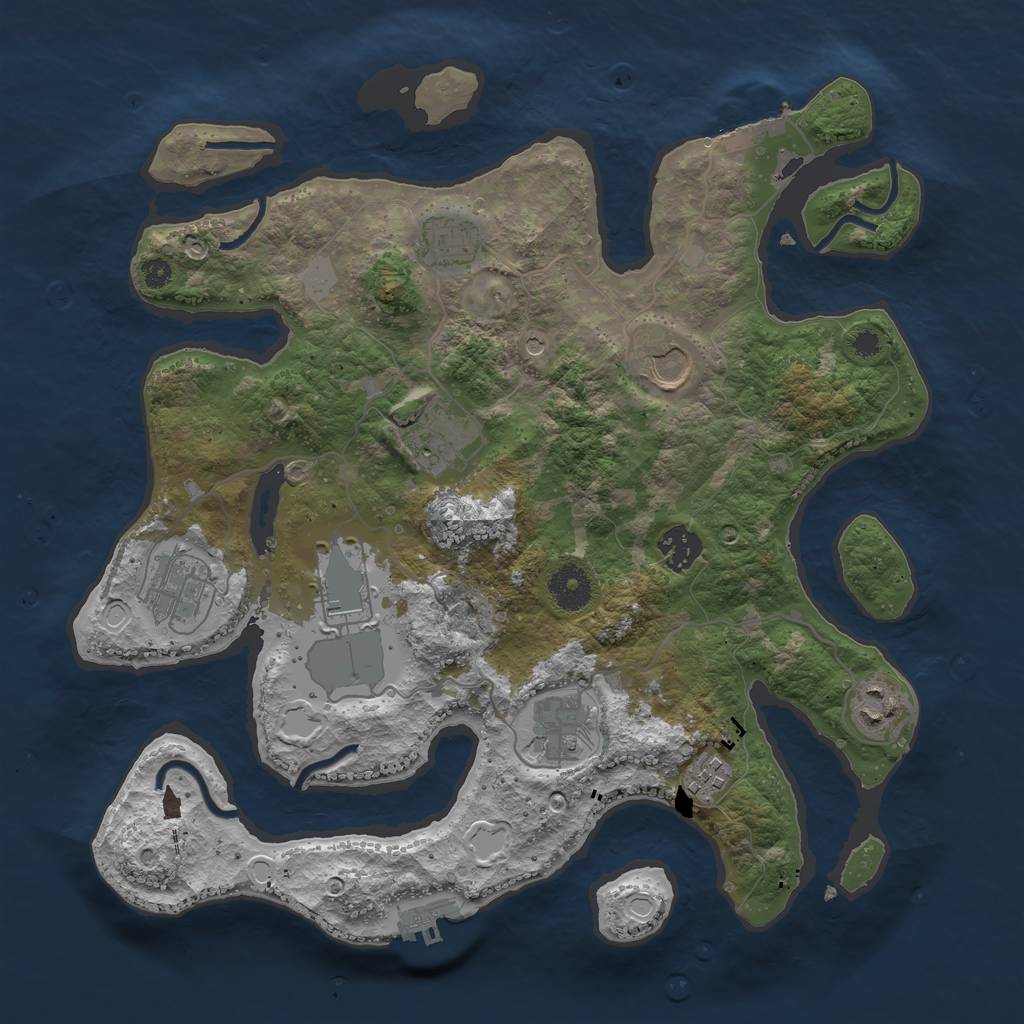 Rust Map: Procedural Map, Size: 3550, Seed: 357645, 17 Monuments