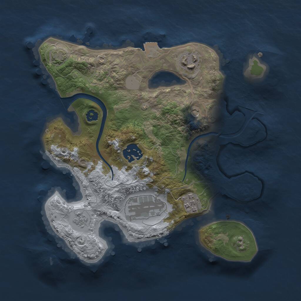 Rust Map: Procedural Map, Size: 2500, Seed: 634849309, 8 Monuments