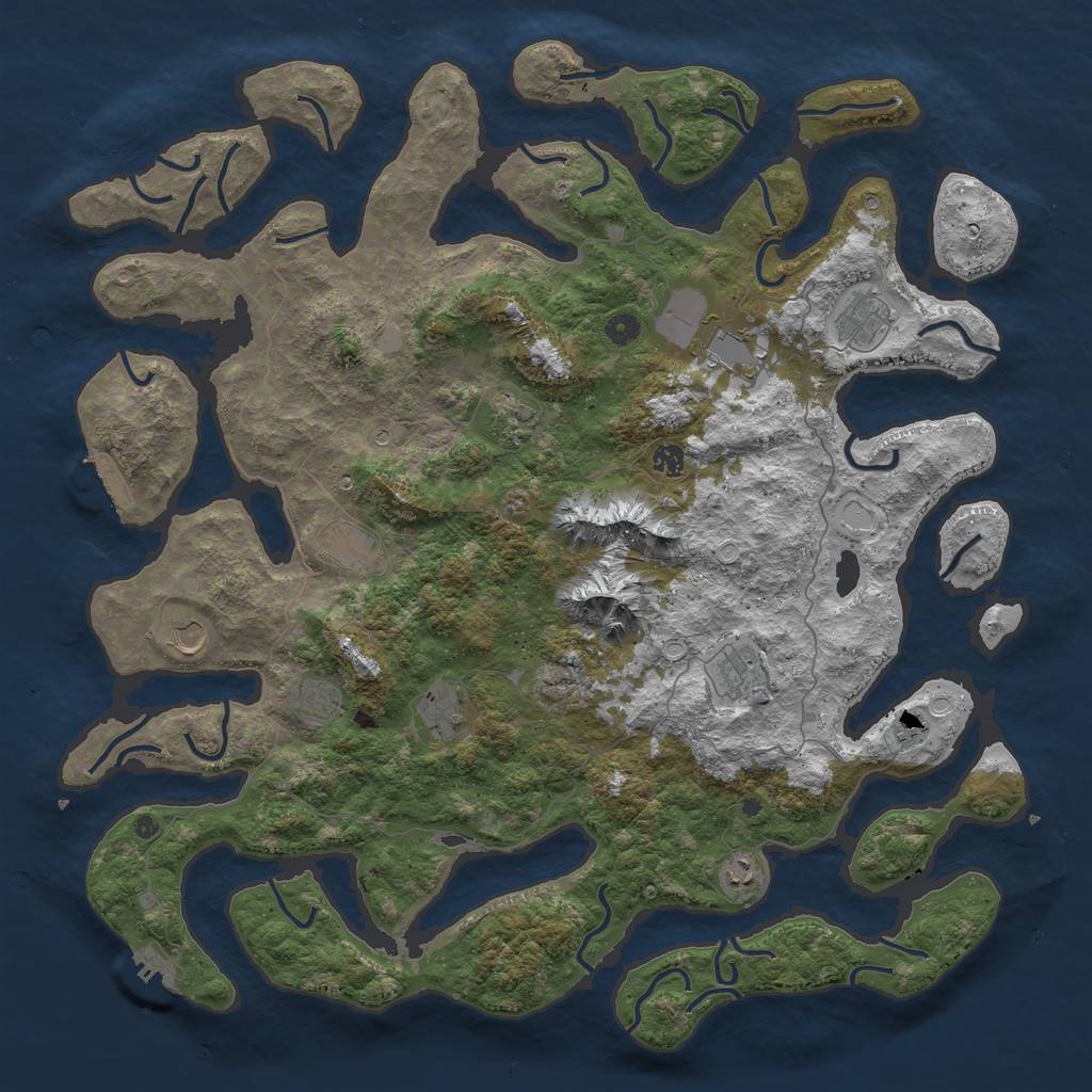 Rust Map: Procedural Map, Size: 5000, Seed: 2001, 19 Monuments