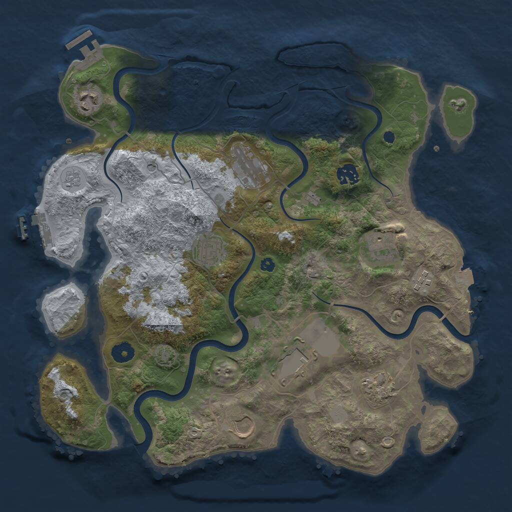 Rust Map: Procedural Map, Size: 3550, Seed: 744978, 15 Monuments