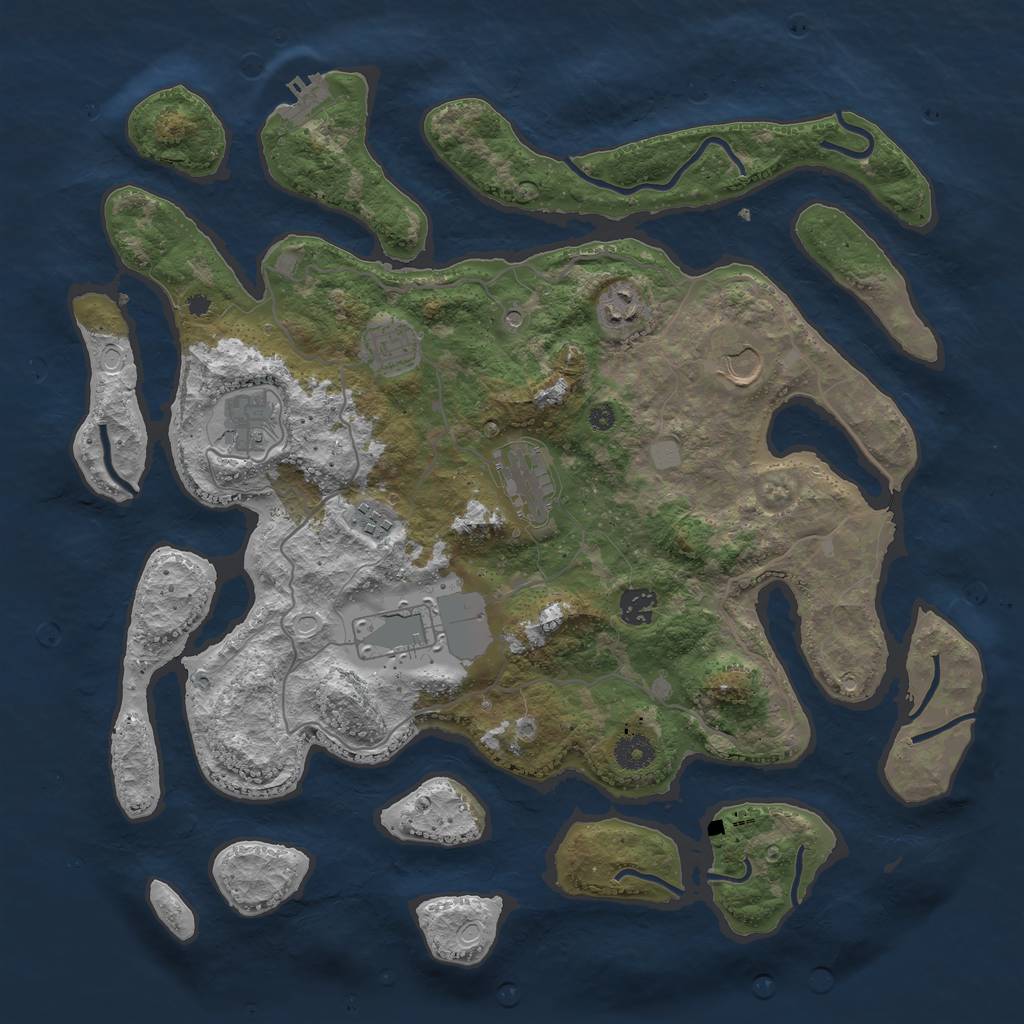 Rust Map: Procedural Map, Size: 4000, Seed: 708318, 15 Monuments