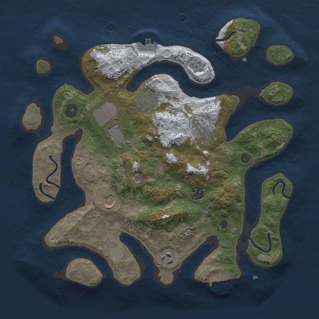 Rust Map: Procedural Map, Size: 3500, Seed: 1693746494, 15 Monuments
