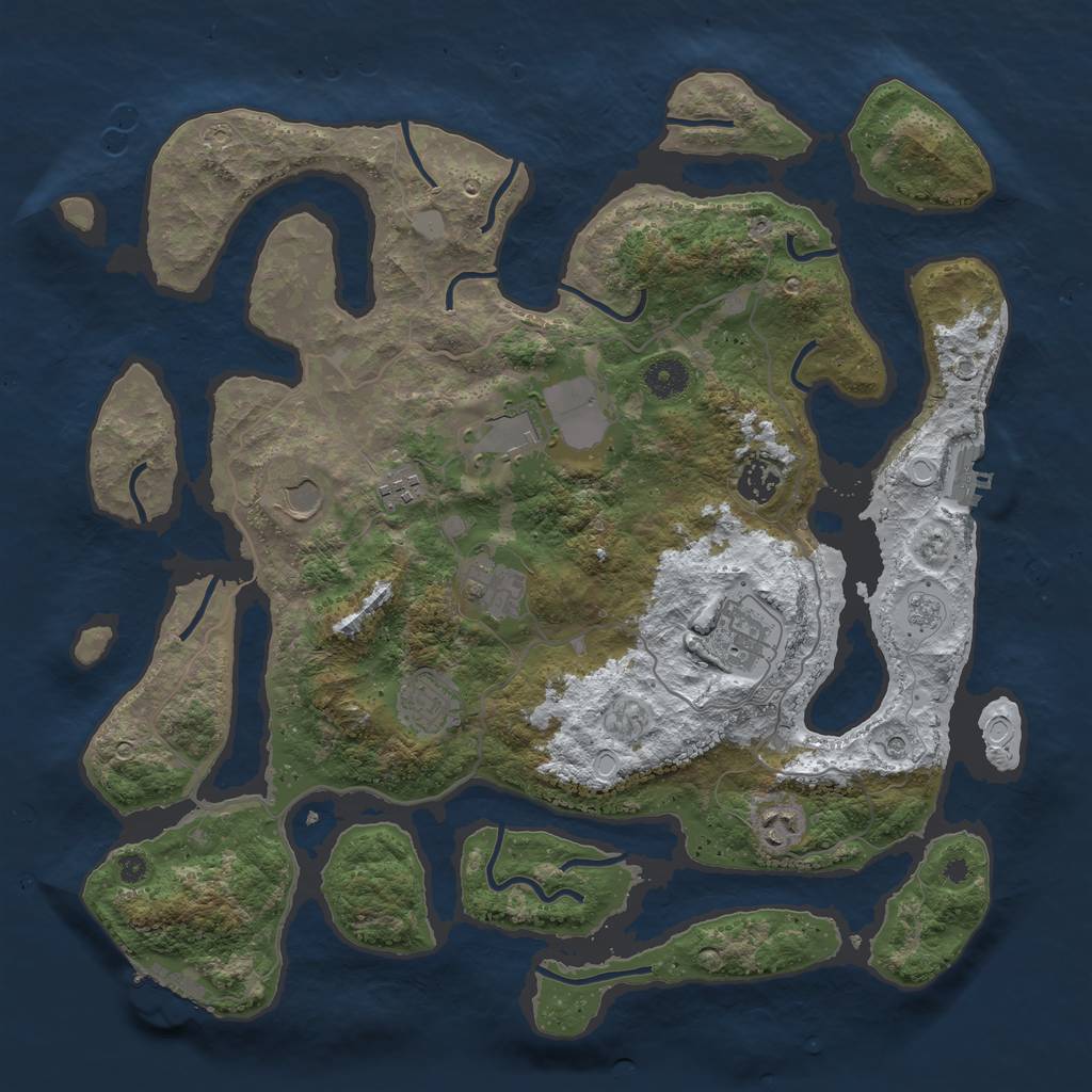 Rust Map: Procedural Map, Size: 4000, Seed: 64, 17 Monuments