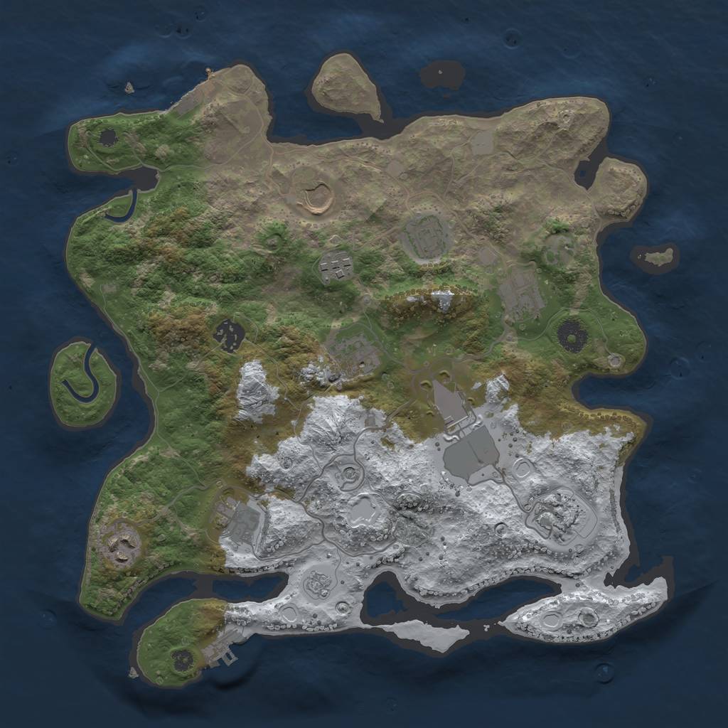 Rust Map: Procedural Map, Size: 3550, Seed: 530524, 19 Monuments