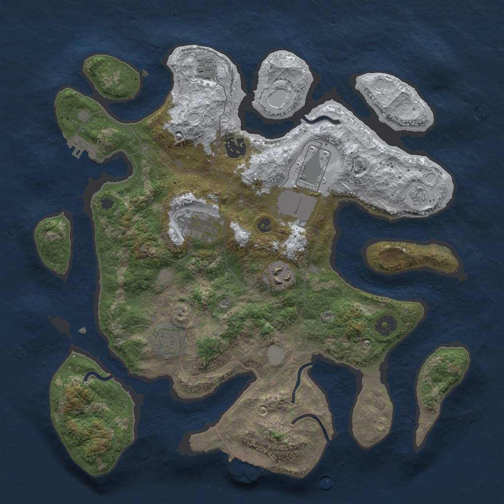 Rust Map: Procedural Map, Size: 3550, Seed: 480834, 15 Monuments